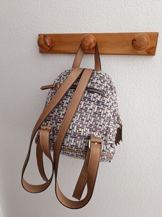 Mochila pequeña multicolor tejido tweed 