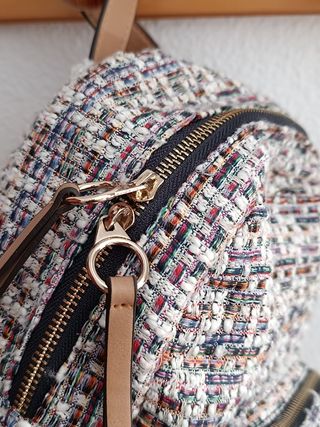 Mochila pequeña multicolor tejido tweed 