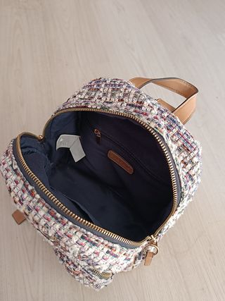 Mochila pequeña multicolor tejido tweed 