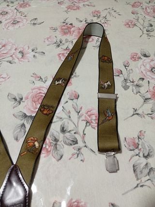 Bretelle Bagnar Braces vintage con scene di caccia