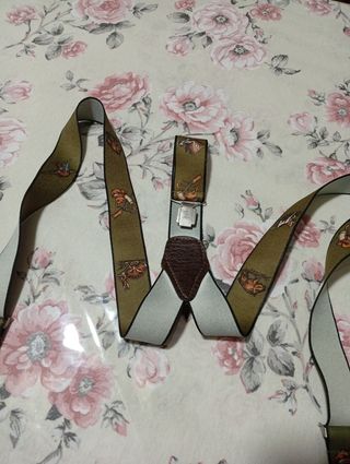 Bretelle Bagnar Braces vintage con scene di caccia
