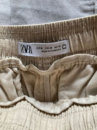 Pantalón Lino Zara Beige M