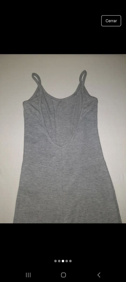 Mono largo gris mujer de tirantes