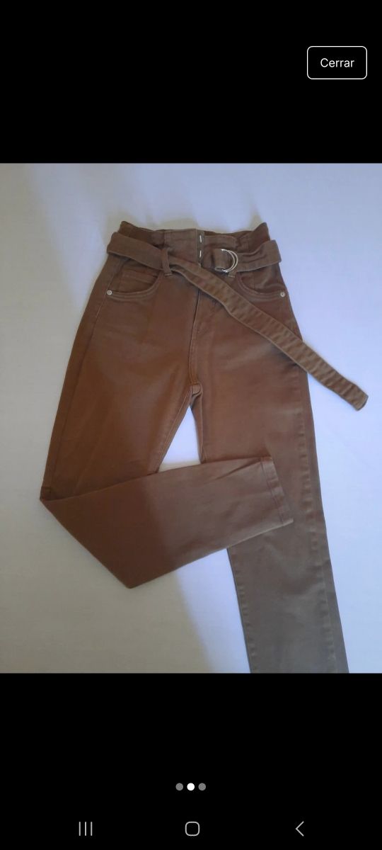 Pantalones tiro alto marrón