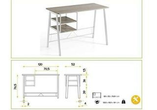 Escritorio estudio - madera y metal