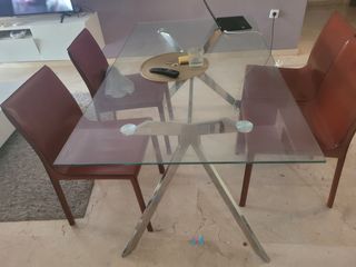 Mesa comedor cristal & 4 sillas