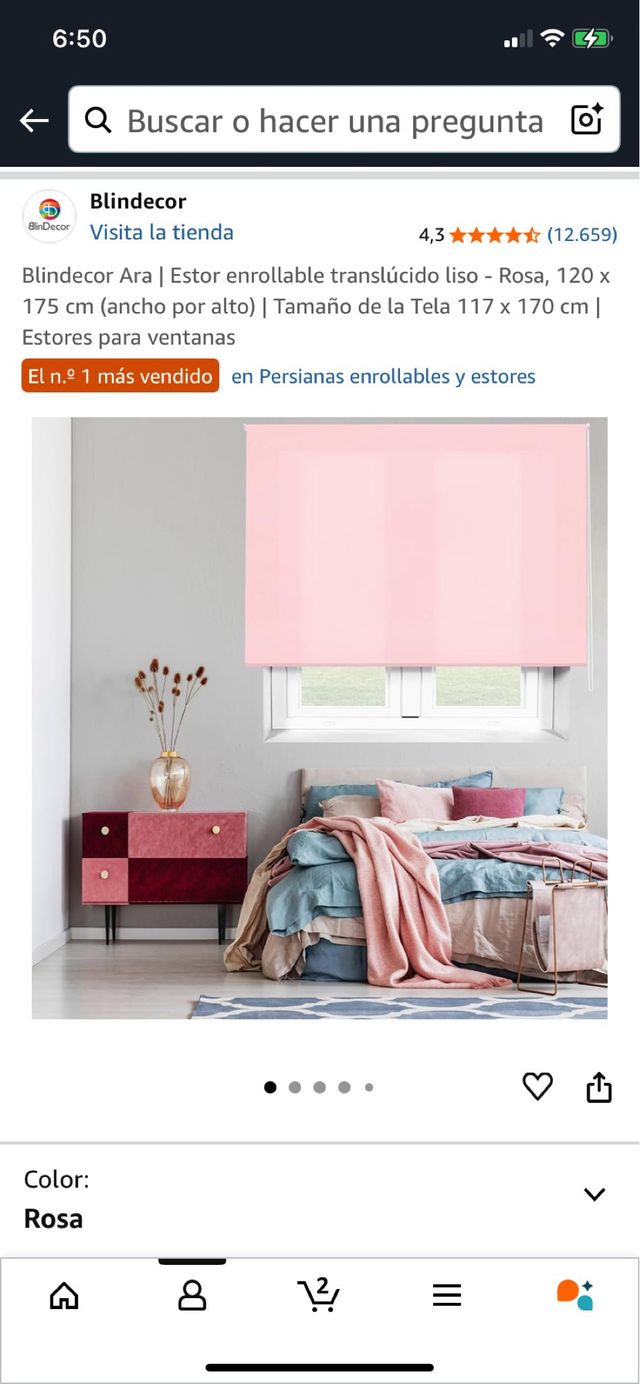 Estor Blindecor rosa 120x175cm