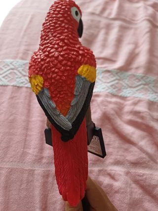 Statua pappagallo rosso plastica