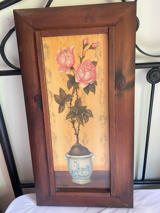 2 Cuadros florales - Marco madera