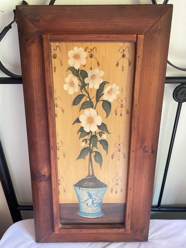 2 Cuadros florales - Marco madera