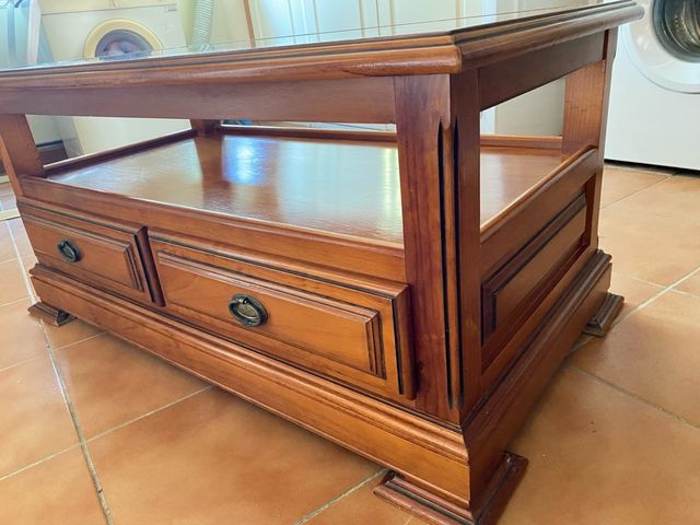 Mesa centro madera - 2 cajones