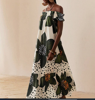 Vestido étnico premamá - verde oliva