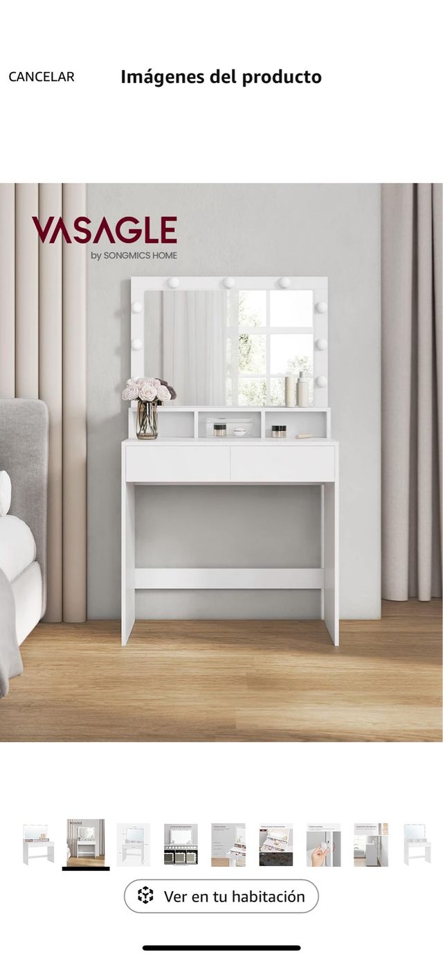 Tocador con espejo VASAGLE blanco