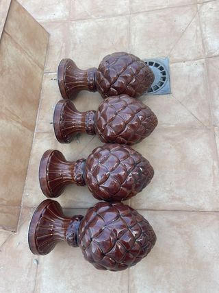 4 Piñas Decorativas Cerámica