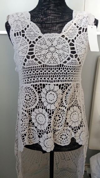 Top crochet beige - Talla M