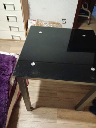 Mesa cristal negra - metal