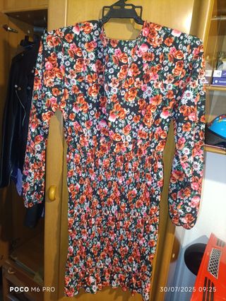 Vestido flores rojo-negro