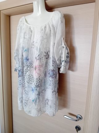 Blusa chiffon fiori Made in Italy