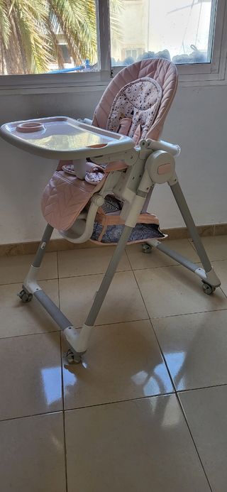 Trona bebé plegable rosa