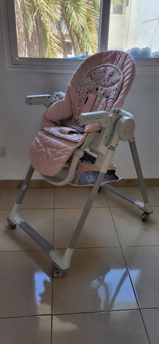 Trona bebé plegable rosa