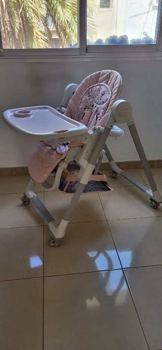 Trona bebé plegable rosa