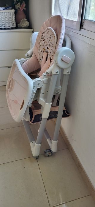 Trona bebé plegable rosa