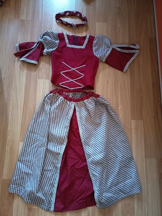 Traje medieval niña 4 años - Rojo Gris