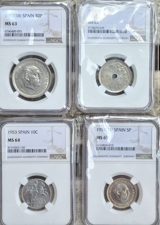 Colección 4 Monedas España NGC MS63-65