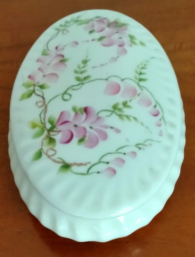PORTAGIOIE vintage in porcellana rosa e bianca