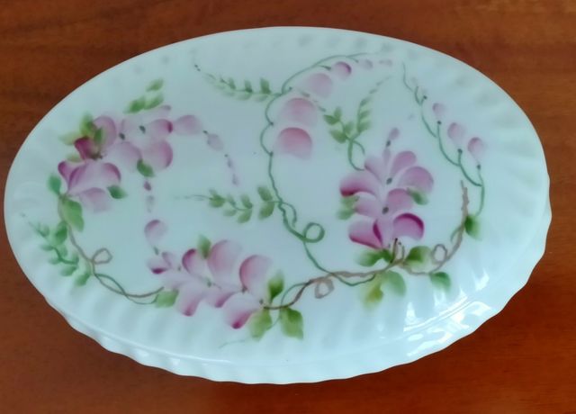 PORTAGIOIE vintage in porcellana rosa e bianca