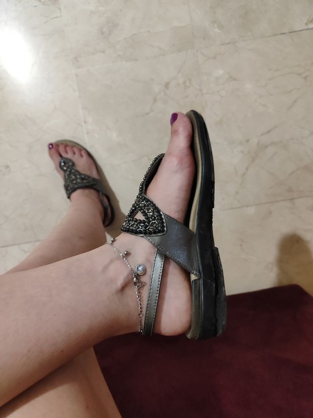 Sandalias plateadas mujer