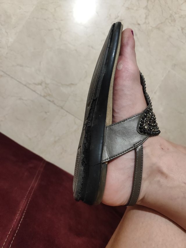 Sandalias plateadas mujer