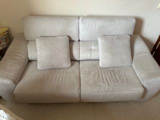 Divano in microfibra a 3 posti, grigio perla.