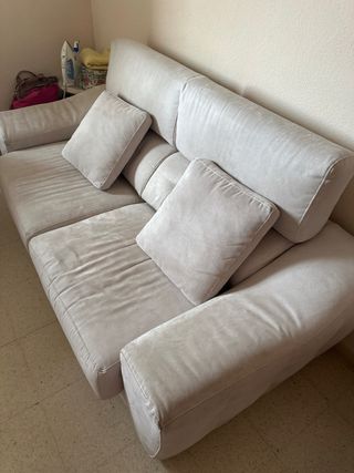 Divano in microfibra a 3 posti, grigio perla.