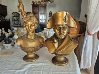 2 statue di Napoleone e Giuseppina - gesso dorato