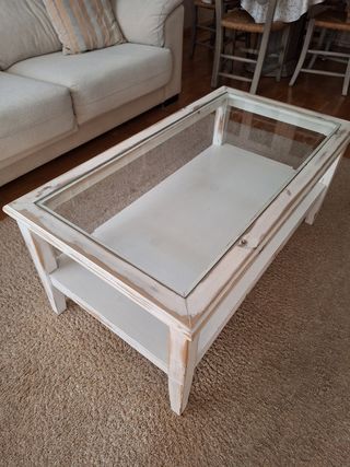 Mesa centro blanca con cristal