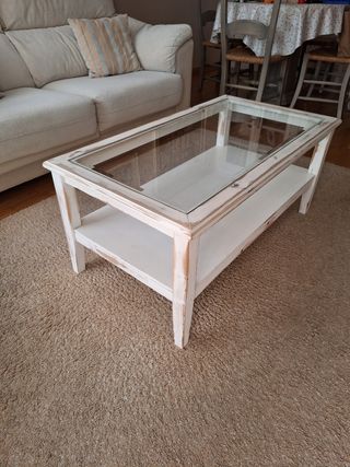 Mesa centro blanca con cristal