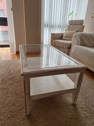 Mesa centro blanca con cristal
