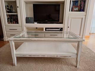 Mesa centro blanca con cristal