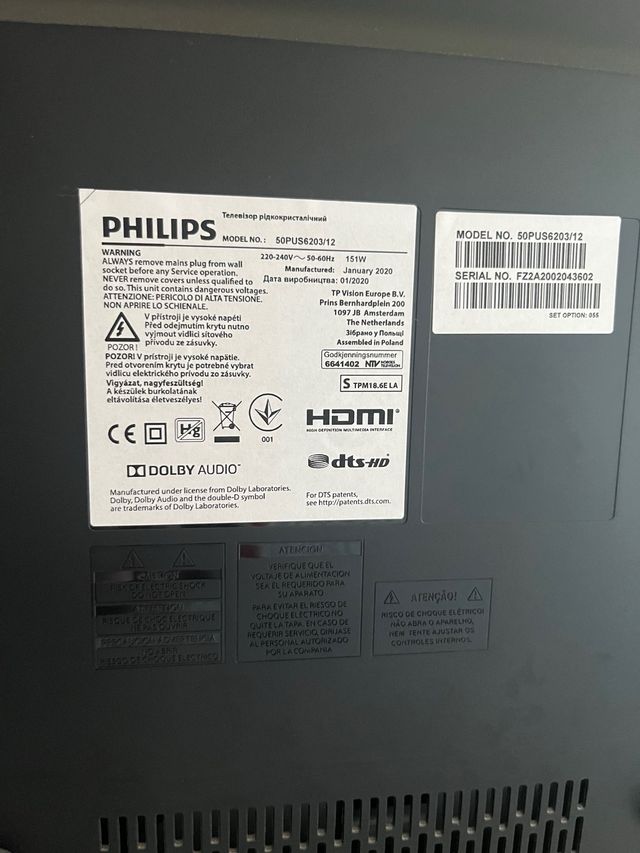 TV Philips 50PUS6203/12