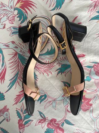 Sandali donna tacco medio Neri Rosa Tg 42