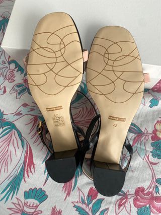 Sandali donna tacco medio Neri Rosa Tg 42