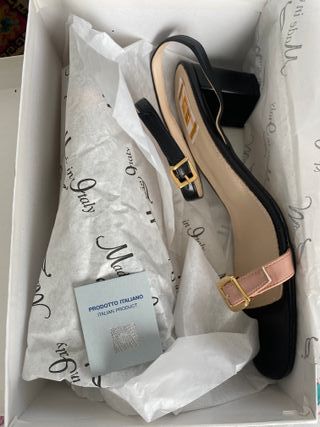 Sandali donna tacco medio Neri Rosa Tg 42