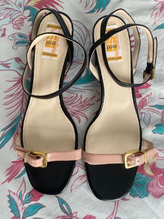 Sandali donna tacco medio Neri Rosa Tg 42