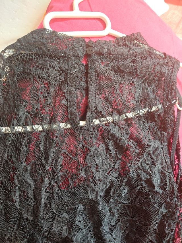 Vestido negro encaje largo