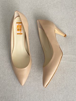 Décolleté beige pelle con tacco n 42