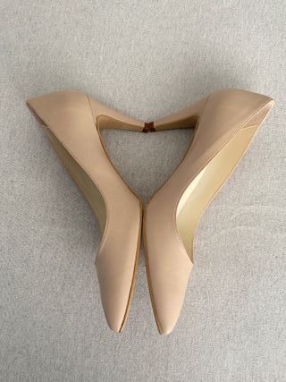 Décolleté beige pelle con tacco n 42