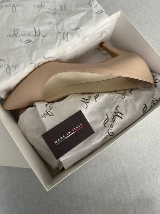 Décolleté beige pelle con tacco n 42