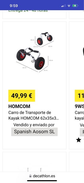 Kayak piragua BILBAO + carro + remo + sillon