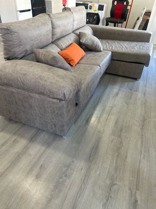 Sofá chaise longue gris - Piel sintética